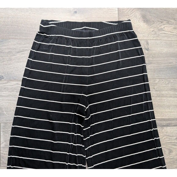 Chico’s Women’s Black White Striped Wide Leg Pull-On Pants Size 1 US M - Picture 2 of 3